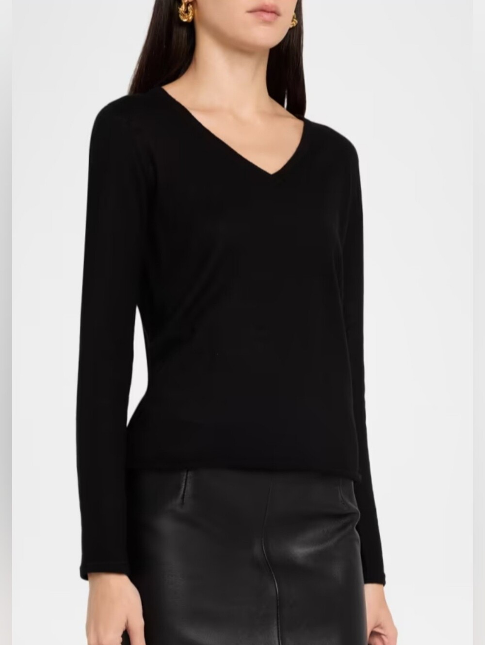 Neiman Marcus Black V-neck Cashmere Sweater Size Small